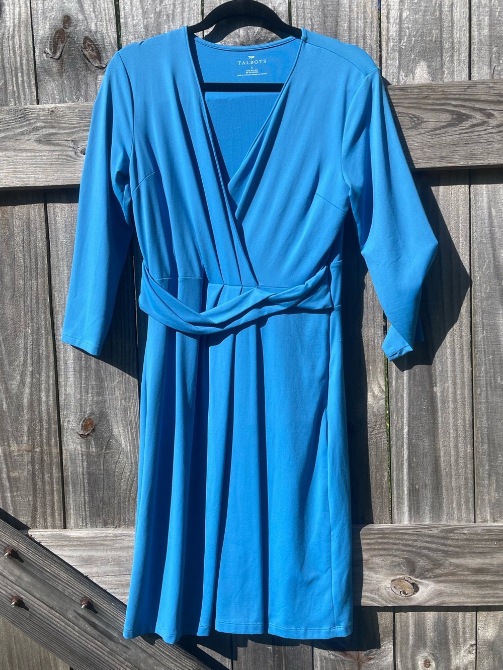 Talbots Turquoise Blue Faux-Wrap Dress Sz S